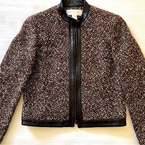 COPY - Jones New York Vintage Wool and Leather Zipper Short  Sporty Jacket size…